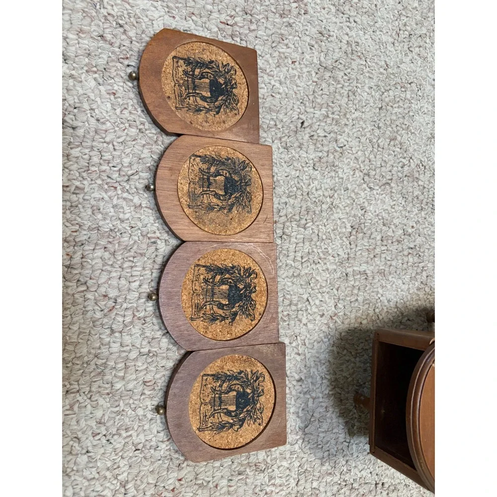 Vintage Himark Wood Grand Piano Coaster Set Miniature Music Novelty Barware 4pc